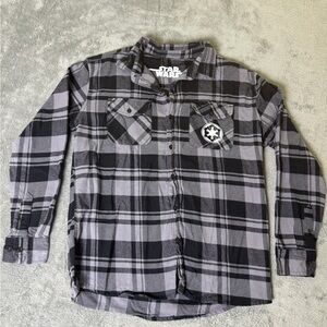 STAR WARS Disney Parks - Crush the Rebellion Stormtrooper Plaid Flannel Shirt M